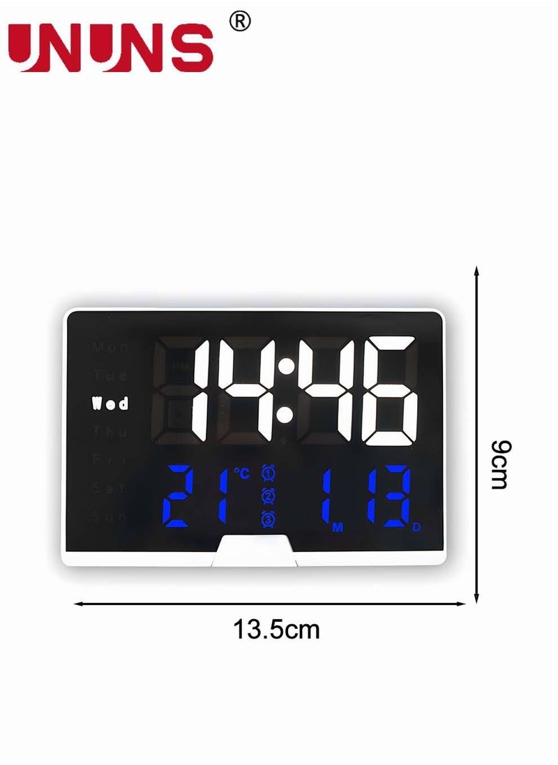 UNUNS - Colorful Digital Calendar Alarm Clock With Date,Week,Temperature,3 Alarms,4 Dimmer,Plug In Large Display Day Clock,12/24H,Touch Snooze For Elderly Teens Kids,Bedroom Desk-Colorful - Image 1