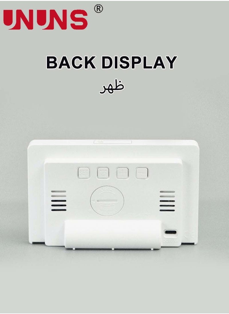 UNUNS - Colorful Digital Calendar Alarm Clock With Date,Week,Temperature,3 Alarms,4 Dimmer,Plug In Large Display Day Clock,12/24H,Touch Snooze For Elderly Teens Kids,Bedroom Desk-Colorful - Image 1