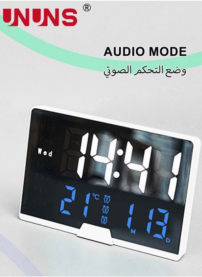 UNUNS - Colorful Digital Calendar Alarm Clock With Date,Week,Temperature,3 Alarms,4 Dimmer,Plug In Large Display Day Clock,12/24H,Touch Snooze For Elderly Teens Kids,Bedroom Desk-Colorful - Image 1