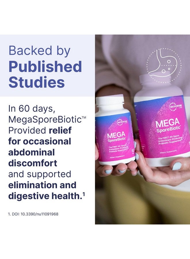 Microbiome Labs ميكروبيوم لابز ميغا سبور بيوتيك بروبيوتيك للنساء والرجال - بروبيوتيك قائم على الأبواغ لصحة الجهاز الهضمي - مستقر على الرف وسهل السفر (60 كبسولة) - Image 3
