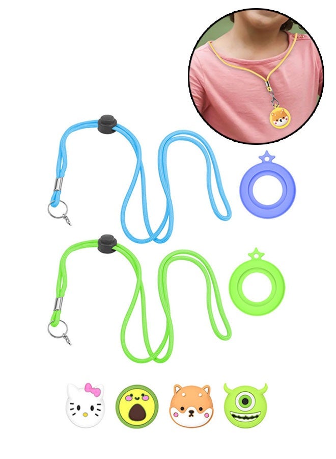 2 Pack Air Tag Necklace Case for Kids, Waterproof Holder for Air Tag Toddler, Silicone Hidden Case Convenient Than Wristband Bracelet, Child AirTags Holder for Boys Girl, Green, Blue  - Image 1