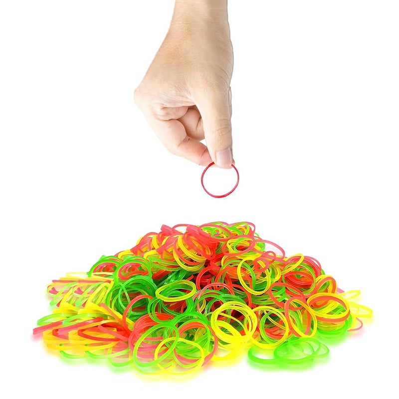 GLUN® ® Elastic Bands 2 Inches Fluorescent Color Rubber Band for School, Home and Office use High-Quality, Durable and Bright Pack 500 Grams - Image 1