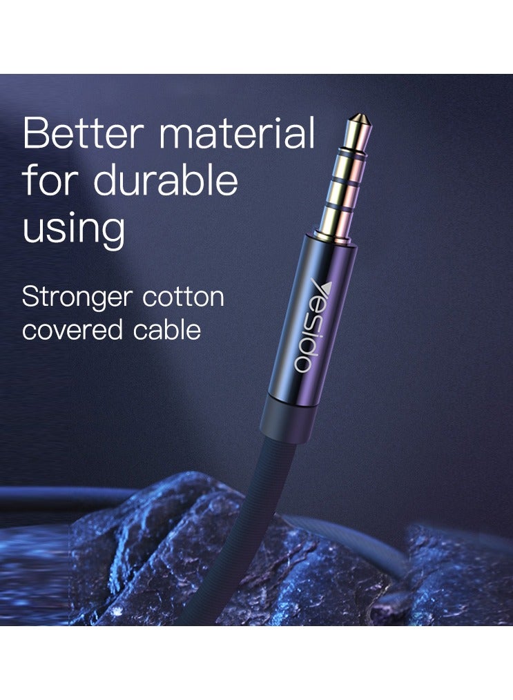 Yesido YAU14 1m Nylon Braided 3.5Mm To 3.5Mm Jack plug Speakers Music Connection Aux Auxiliar Audio Cable - Image 2