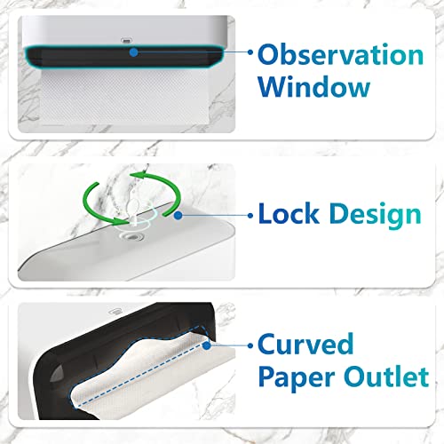 modunful Paper Towel Dispenser, Paper Towel Holder Wall Mount, Bathroom Hand Paper Towels Dispensers, No-Hole Installation Multifold/Trifold/C Fold Paper Towel Dispenser - Image 2