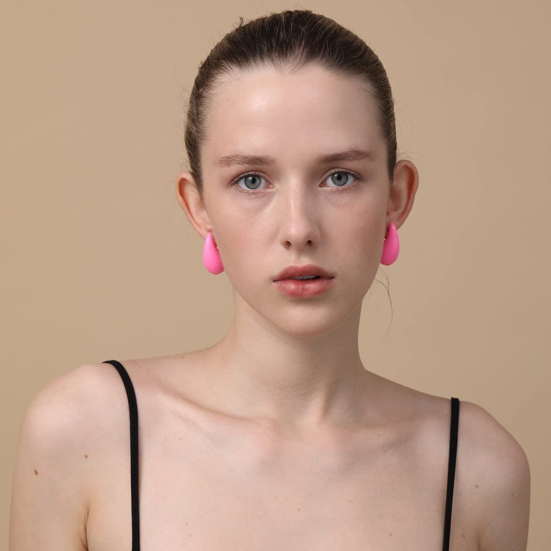 Apsvo Chunky 14K Gold Plated Hoop Earrings for Women, Lightweight Waterdrop Hollow Open Hoops, Hypoallergenic Dupes Earrings - Image 2
