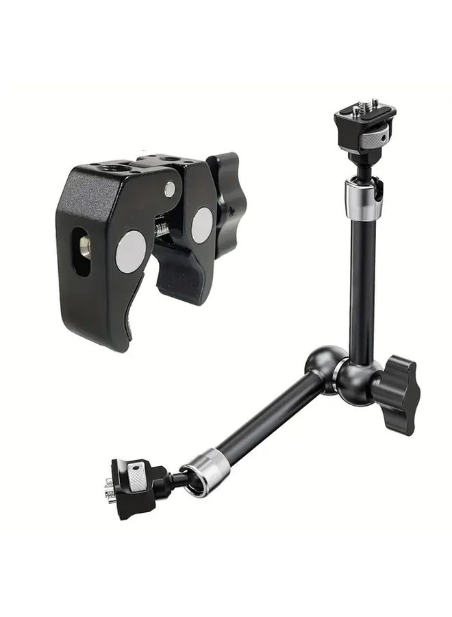 5.7 بوصة ذراع قابل للتعديل رأس حامل ثلاثي القوائم مع حامل آري للكاميرا DSLR ضوء الفيديو حامل الميكروفون - Image 5