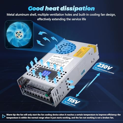 BOSYTRO 24V Adjustable dc Power Supply 600W,Switching Power Supply AC 110V/220V to DC 0-24V DC Converter with LED Digital Display, 5V 10V 12V 24V Buck Converter for 3D Printer,CCTV Computer Lab - Image 3