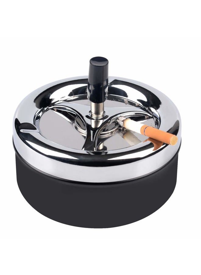 ONE250 Round Push Down Stainless Steel Modern Tabletop Cigarette Ashtray with Spinning Tray, Cigarette Ashtray for Indoor or Outdoor Use, Ash Holder for Smokers, Smoking Ash Tray for Home Office - Image 3