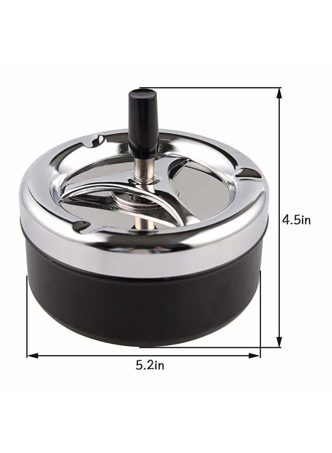 ONE250 Round Push Down Stainless Steel Modern Tabletop Cigarette Ashtray with Spinning Tray, Cigarette Ashtray for Indoor or Outdoor Use, Ash Holder for Smokers, Smoking Ash Tray for Home Office - Image 2
