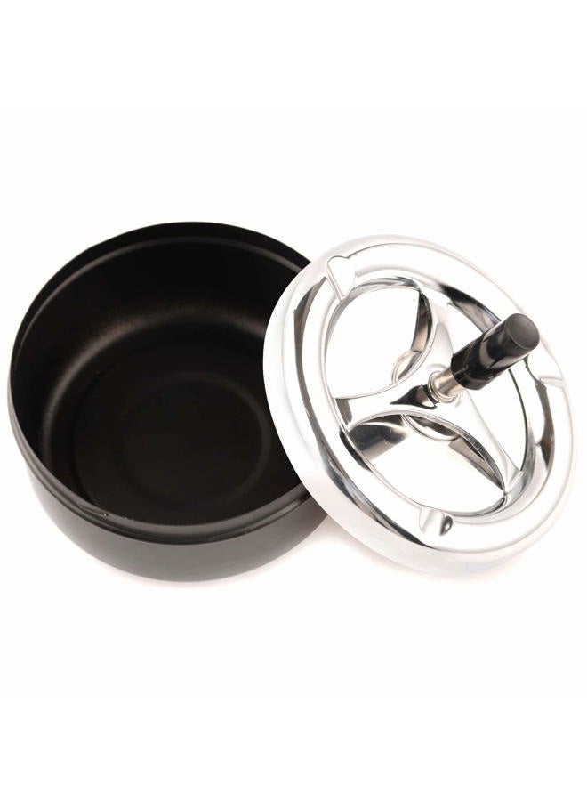 ONE250 Round Push Down Stainless Steel Modern Tabletop Cigarette Ashtray with Spinning Tray, Cigarette Ashtray for Indoor or Outdoor Use, Ash Holder for Smokers, Smoking Ash Tray for Home Office - Image 5