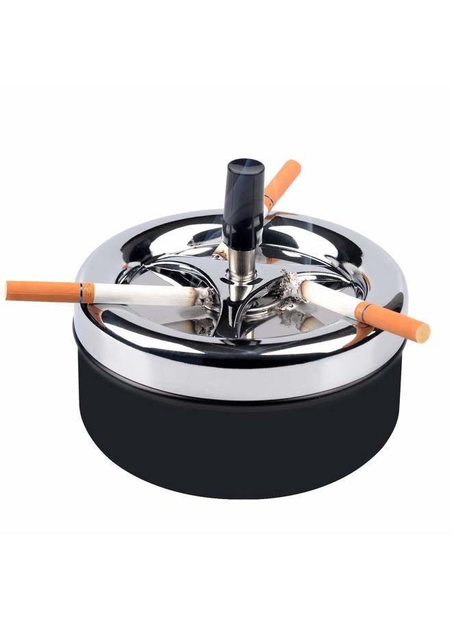 ONE250 Round Push Down Stainless Steel Modern Tabletop Cigarette Ashtray with Spinning Tray, Cigarette Ashtray for Indoor or Outdoor Use, Ash Holder for Smokers, Smoking Ash Tray for Home Office - Image 4