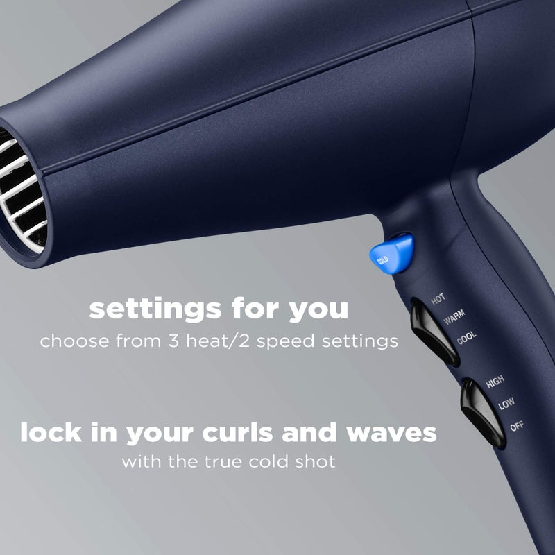 CONAIR INFINITI PRO CONAIR Hair Dryer with Innovative Diffuser, Enhances Curls and Waves While Reducing Frizz, Dark Blue - Image 5