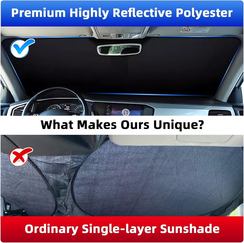 FSHAANY'S Windshield Sun Shade for KIA Sportage 2023-2025, Front Window Shades Custom Fit for Sportage, Foldable Car Sun Shield with Steering Wheel Sunshade to Block UV Keep Car Cool - Image 5