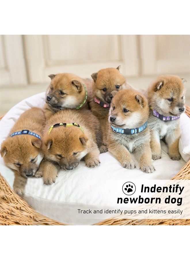 GAMUDA 12Pcs Reflective Puppy Collars, Soft Nylon Whelping Collars, Identification Collars Glow in The Dark, Adjustable Breakaway Litter Collars with 2 Record Keeping Charts (Reflective, M) - Image 4