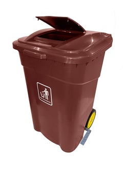 AKC AKC Outdoor Trash & Garbage Bin | Functional Waste Bin | Durable Plastic Finish | Rubber-Wheeled & Mobile | Suitable For Outdoor Areas, Villas, Malls, Restaurants, & More | 120 Liters | Brown 