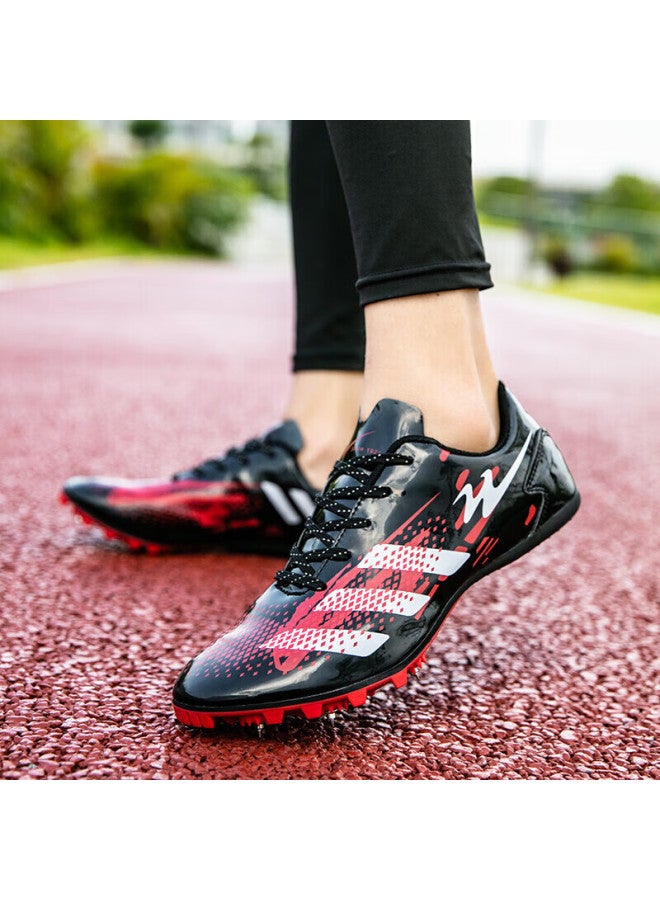shuangxing Double Star Spike Shoes, Track And Field Shoes, Middle And Short-distance Running Shoes, For Men And Women Students, Middle School Entrance Exam, Physical Test, Level 3 Long Jump Compeion, Specialized Running Training Shoes, 95026, 026 Leather Surface-black And Red - Image 4