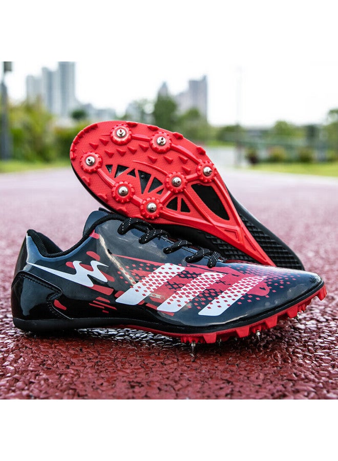 shuangxing Double Star Spike Shoes, Track And Field Shoes, Middle And Short-distance Running Shoes, For Men And Women Students, Middle School Entrance Exam, Physical Test, Level 3 Long Jump Compeion, Specialized Running Training Shoes, 95026, 026 Leather Surface-black And Red - Image 3