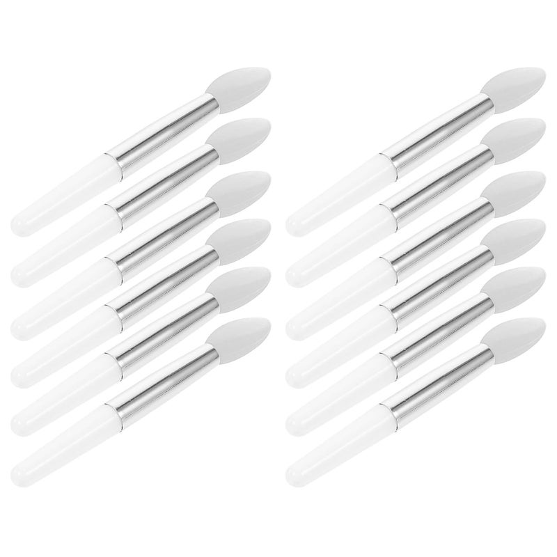 12pcs Silicone Lipstick Brush Set with White Handle, Portable Lip Mask Applicator for Precise Makeup, Cosmetic Lip Brush for Travel and Daily Use - Image 1