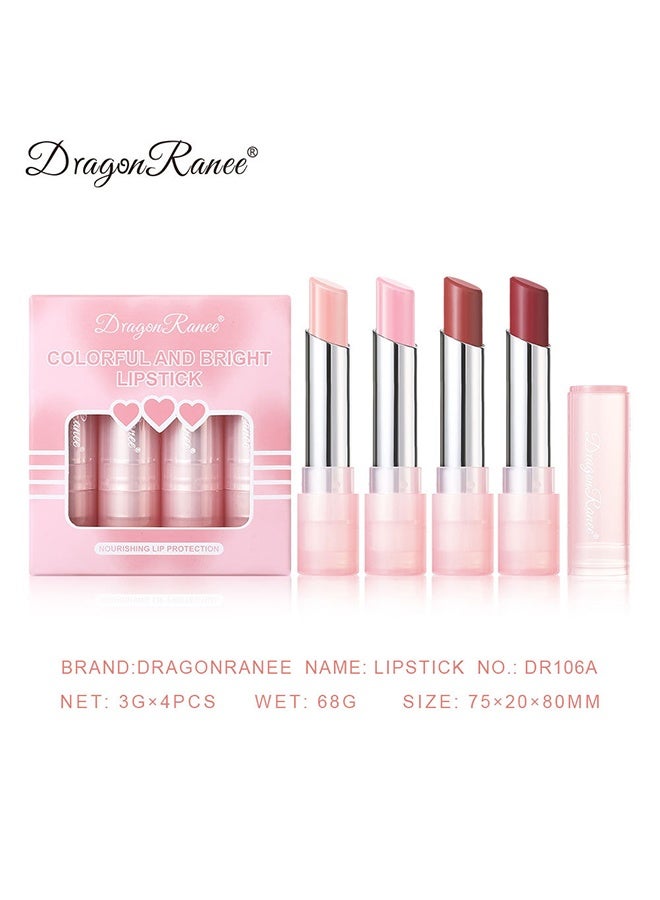 راني دراجون أحمر شفاه ملون ومشرق، طقم 4 قطع من أحمر الشفاه السحري المتغير اللون، طقم ملمع شفاه مرطب ملون للنساء - Image 5