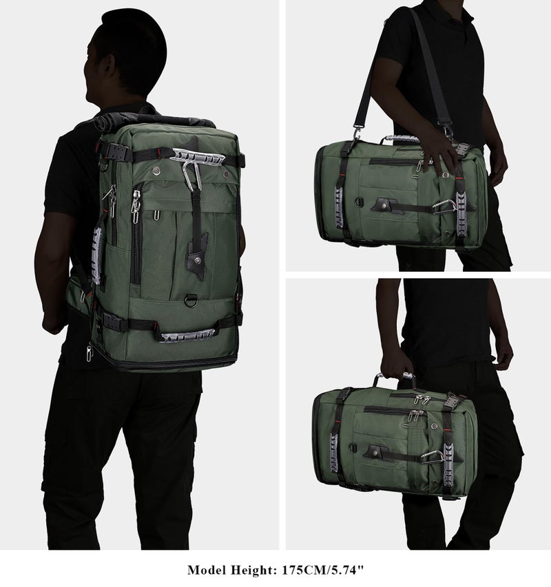 WITZMAN Travel Backpack for Men Convertible Duffle Luggage Bag fit 18 Inch Laptop Carry On Bags for Airplane (B681 Army Green) - Image 2