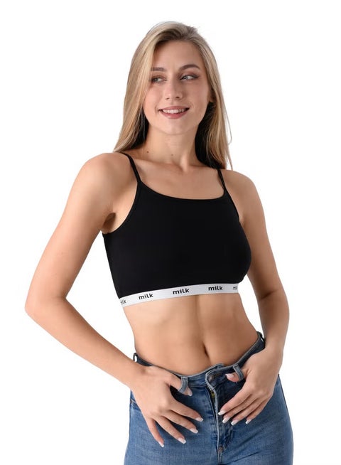 Women Soft Non Padded Bra (Spaghetti Strap) Black