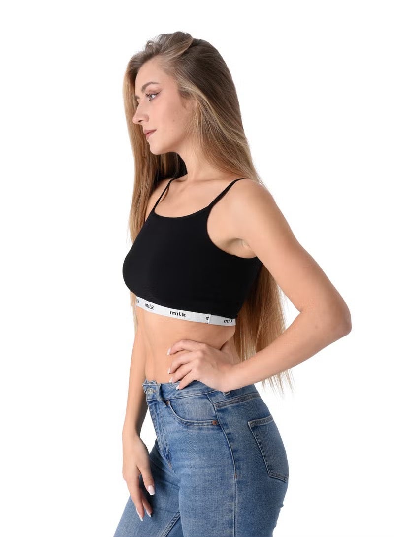 Milk Women Soft Non Padded Bra (Spaghetti Strap) Black - Image 3