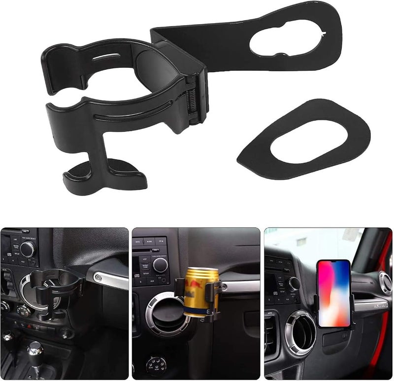 Hooke Road Multi-Function Drink Cup Phone Holder, Bolt-on Stand Bracket Organizer for 2011-2018 Jeep Wrangler JK Rubicon Sahara Sport 2/4 Doors - Image 1
