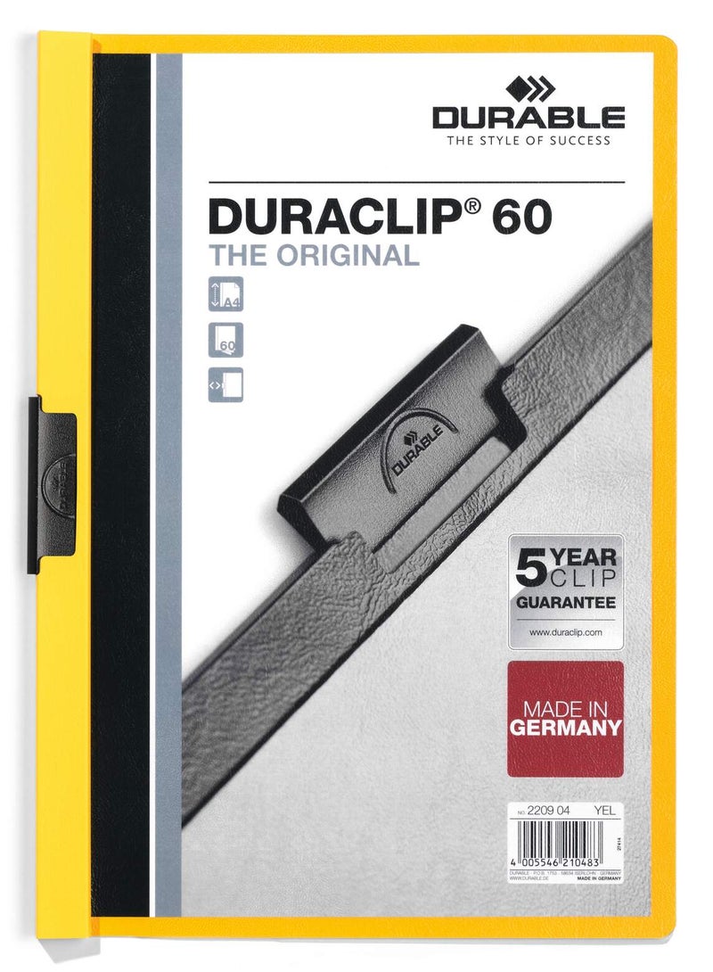 Durable A4 File Folder — A4 Document Organizer with 1–60 Sheet Capacity, Transparent Front & Coloured Back, Special Steel Clip, No Punching, 5-Year Clip Warranty — DURACLIP® - Image 1