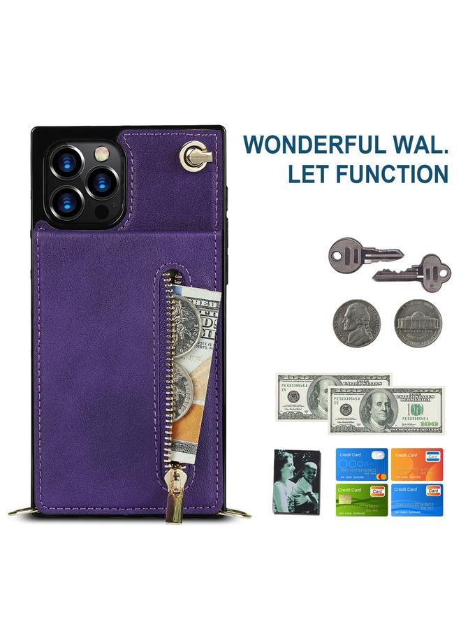 اس-توب جراب هاتف iPhone 14 Cross Body Zipper مربع الشكل مع حامل - Image 2