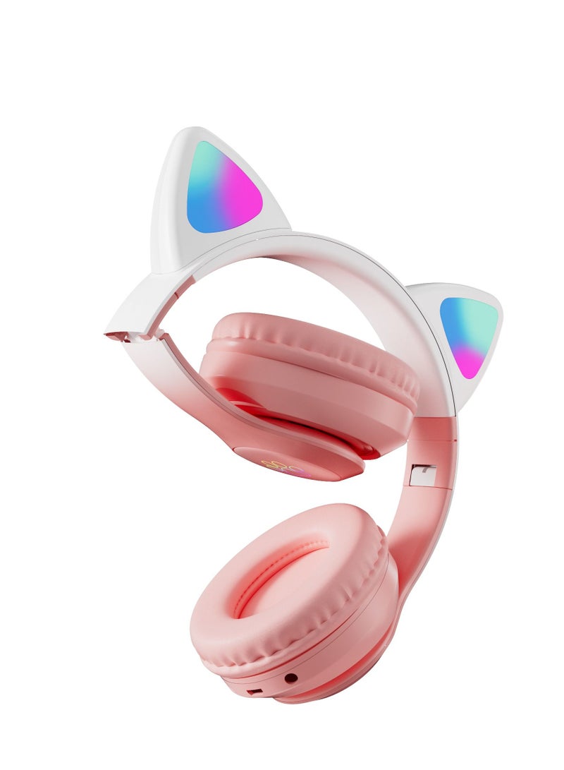 GULFLINK Cat Ear Bluetooth Headset Flashing Light 5.0 Wireless Sports and Leisure Headset Bluetooth Headphones Pink - Image 2