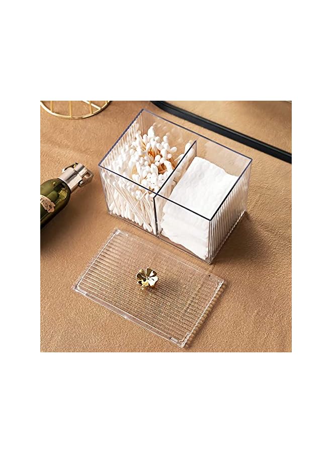 Raxoom Cotton Swab Holder，Qtip Holder Bathroom Jar with Lid Dispenser Vanity Organizers and Makeup Storage Canister Box for Cotton Ball, Swabs, Floss, Makeup Sponges, Jewelry, Rectangle Acrylic Clear - Image 5