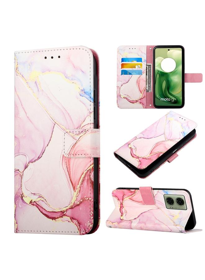 اس-توب جراب لهاتف Motorola Moto G04 4G / G24 4G PT003 جراب هاتف جلدي قابل للطي بنمط رخامي - Image 1