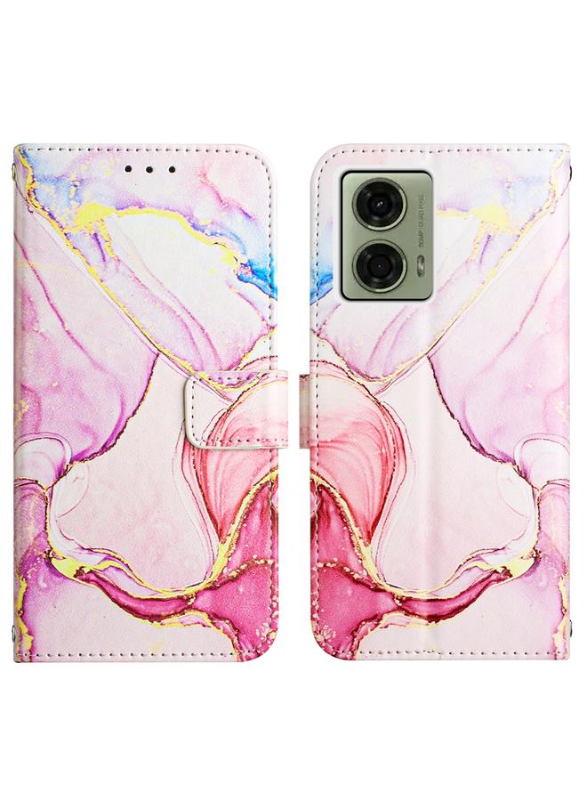 اس-توب جراب لهاتف Motorola Moto G04 4G / G24 4G PT003 جراب هاتف جلدي قابل للطي بنمط رخامي - Image 3