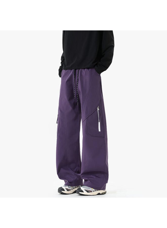 Izexx Quick-dry Workwear Tactical Pants Men Spring Loose Straight-leg Hiking Outdoor Sports Casual Pants Zmk24 Purple L - Image 4