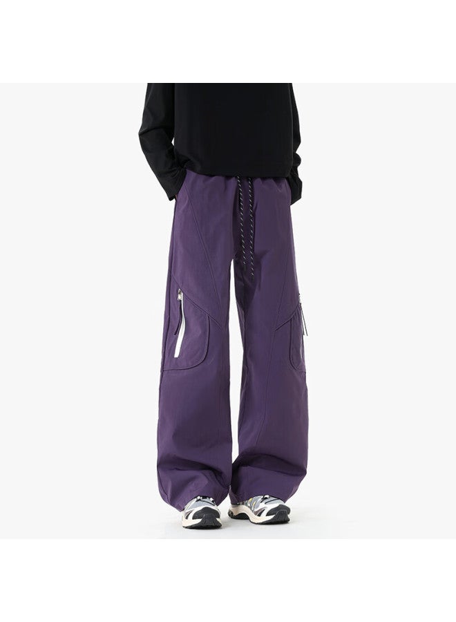 Izexx Quick-dry Workwear Tactical Pants Men Spring Loose Straight-leg Hiking Outdoor Sports Casual Pants Zmk24 Purple L - Image 5