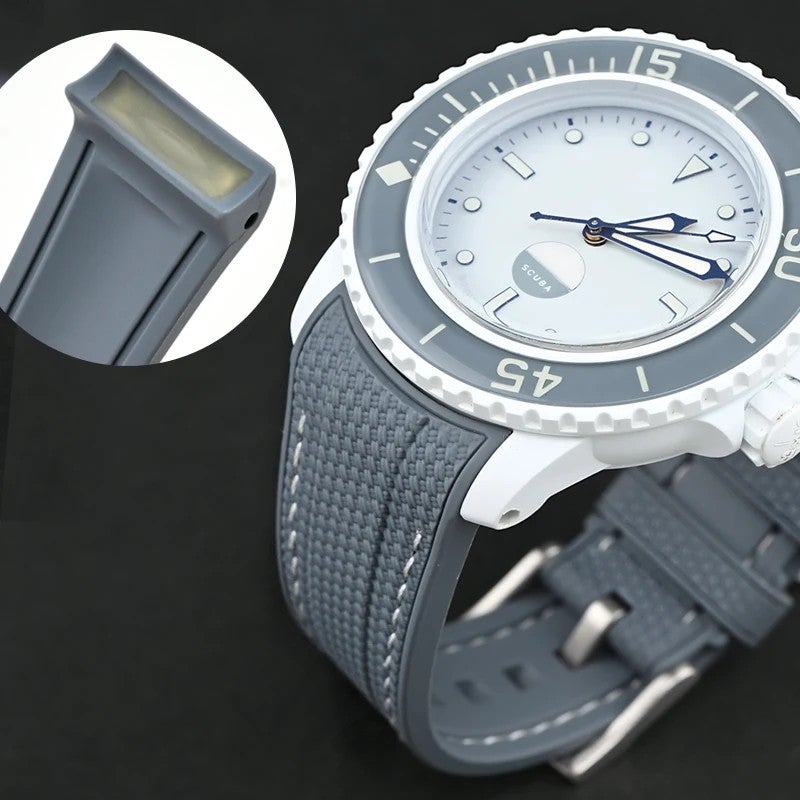 Bluejw Hot Sale 22mm TPU Rubber Watch Strap with Curved Ends – Replacement Band for Swatch & Blancpain 5 OCEANS Watches - Image 3