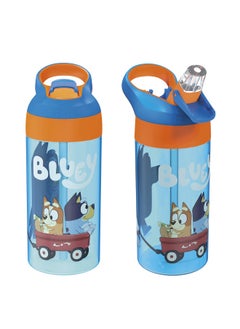 Zak Designs 17.5 Oz Riverside Bluey Kids Water Bottle With Straw And Built In Carrying Loop Made Of Durable Plastic Leak Proof Design For Travel 2Pk Set  - Image 1