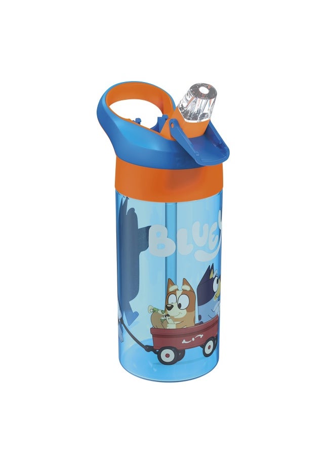 Zak Designs - 17.5 Oz Riverside Bluey Kids Water Bottle With Straw And Built In Carrying Loop Made Of Durable Plastic Leak Proof Design For Travel 2Pk Set - Image 1