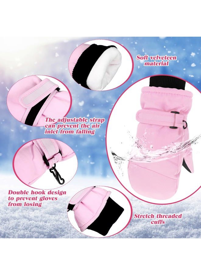 Geyoga Kids Snow Mittens Waterproof Winter Ski Gloves Warm Thicken Snow Gloves for Girls Boys(Pink,3-5 Years) - Image 3