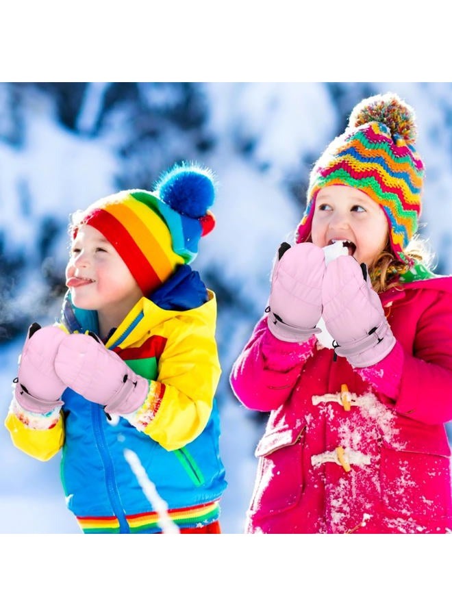 Geyoga Kids Snow Mittens Waterproof Winter Ski Gloves Warm Thicken Snow Gloves for Girls Boys(Pink,3-5 Years) - Image 2
