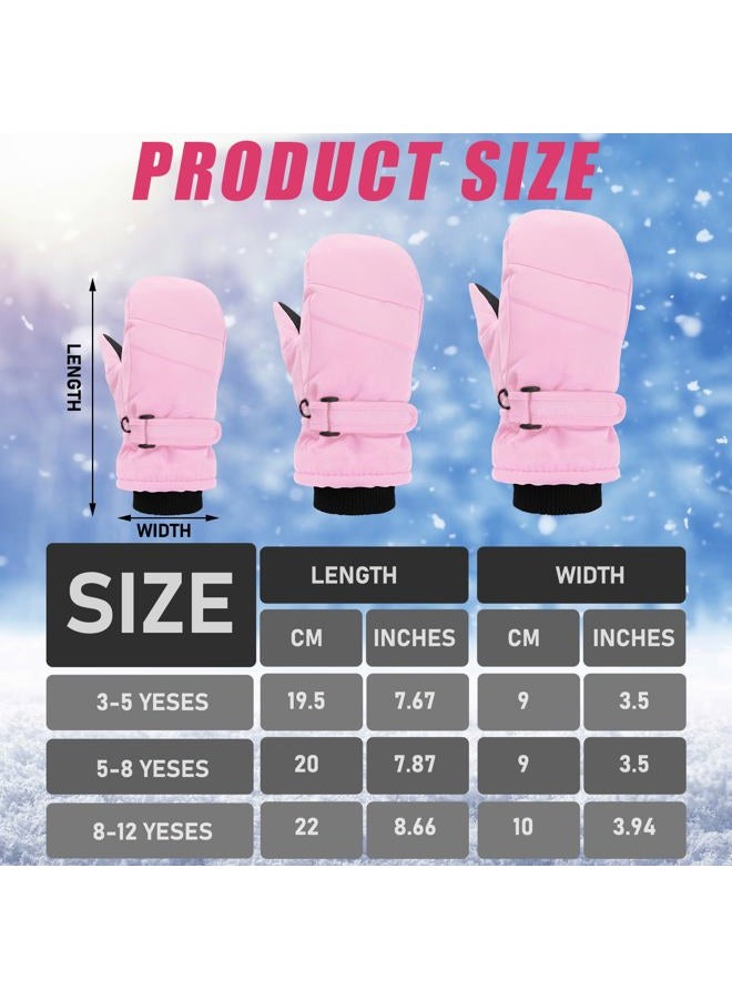 Geyoga Kids Snow Mittens Waterproof Winter Ski Gloves Warm Thicken Snow Gloves for Girls Boys(Pink,3-5 Years) - Image 4