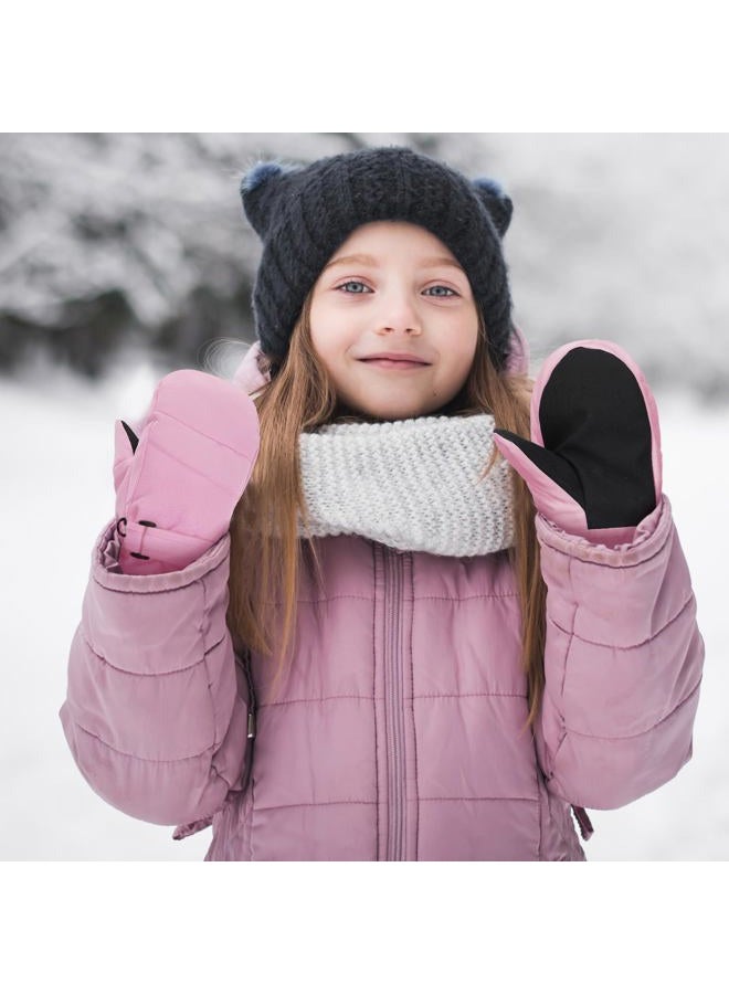 Geyoga Kids Snow Mittens Waterproof Winter Ski Gloves Warm Thicken Snow Gloves for Girls Boys(Pink,3-5 Years) - Image 5