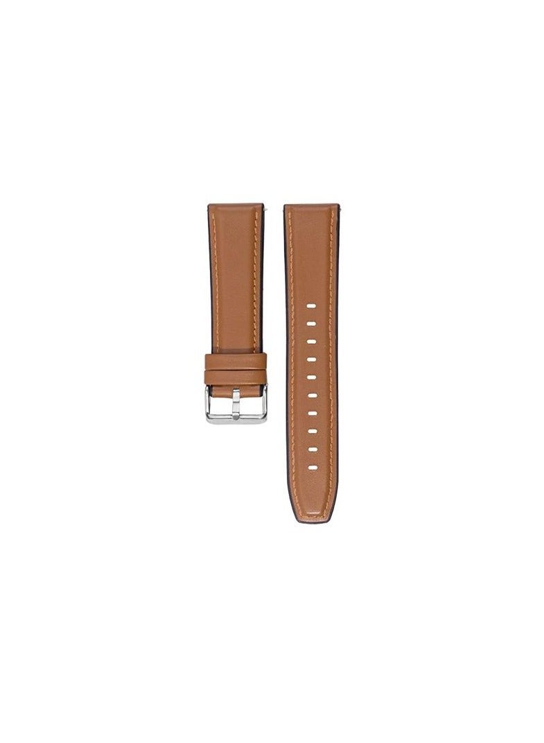 22mm Silicone Leather Replacement Strap Watchband For Huawei GT5 46mm 2023 - Camel Silver Buckle - Image 2