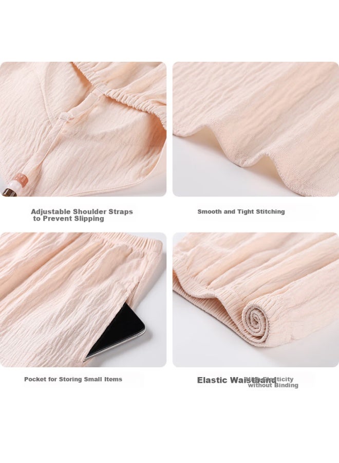 Langsha Summer Pajamas Women's Two-piece Set With Built-in Chest Pad, Thin Strap Camisole Ladies Home Wear, Gift For Girlfriend