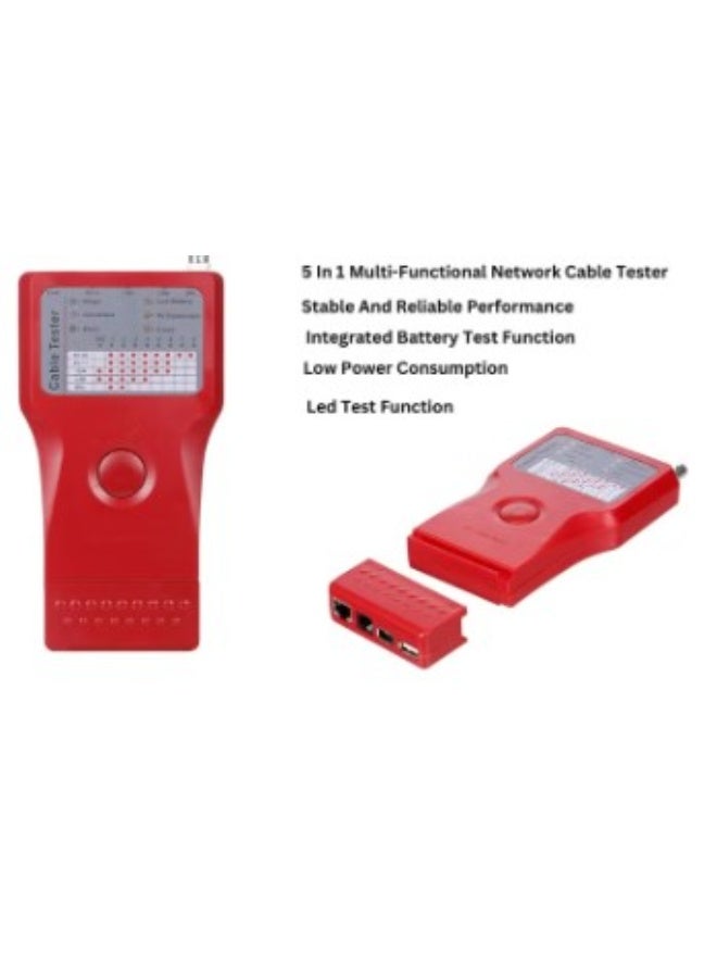 Terabyte Lan Checker, 5 In 1 Multi-Functional Network Cable Tester RJ45 RJ11 USB BNC IEEE 1394 USB BNC Lan Crimping tool Cable Tester Phone Line, Network Tester Tool - Image 3