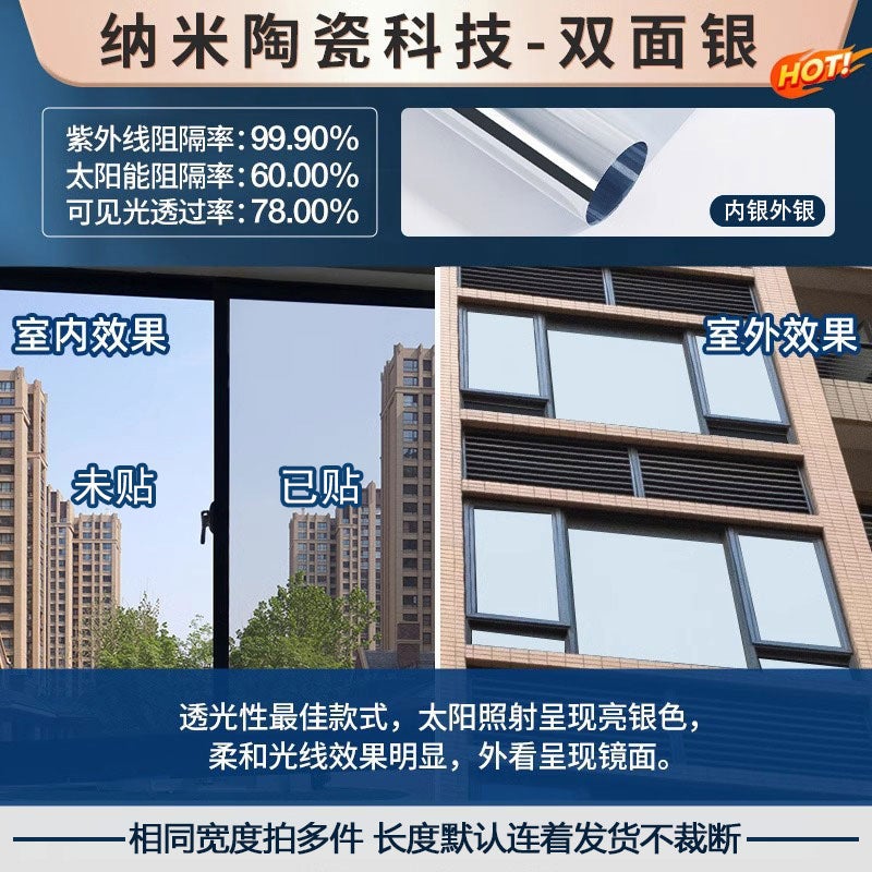One-Way Perspective Insulation Film – Blackout Sunscreen Glass Sticker for Living Room - Image 1