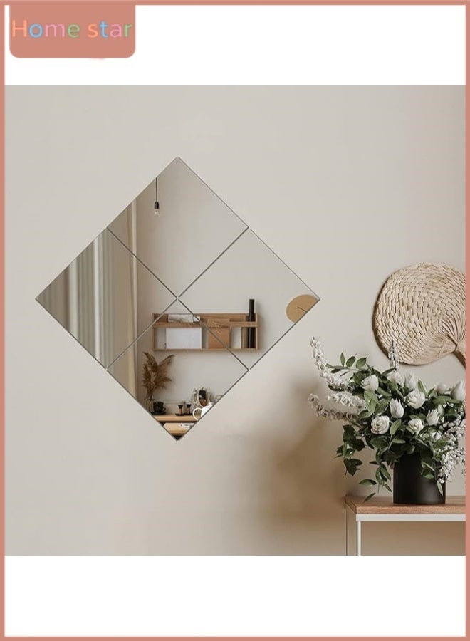 HOMESTAR 4 Pieces Mirror Wall Stickers, 30 x 30 cm Mirrors Non-Glass Wall Stickers, Acrylic Mirror Wall Stickers for Wardrobe, Door, Plastic DIY Frameless Wall Decoration for Bathroom, Living Room, Bedroom - Image 1
