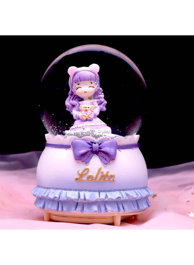 Carousel Crystal Ball Music Box Automatic Snow Snow Boy Girl Princess Children Birthday Graduation Gift-Color:54 Lolita Large Blue [automatic Snow]-Size:Luxurious Packaging + Greeting Card + Handbag [written Greeting Card] - Image 1