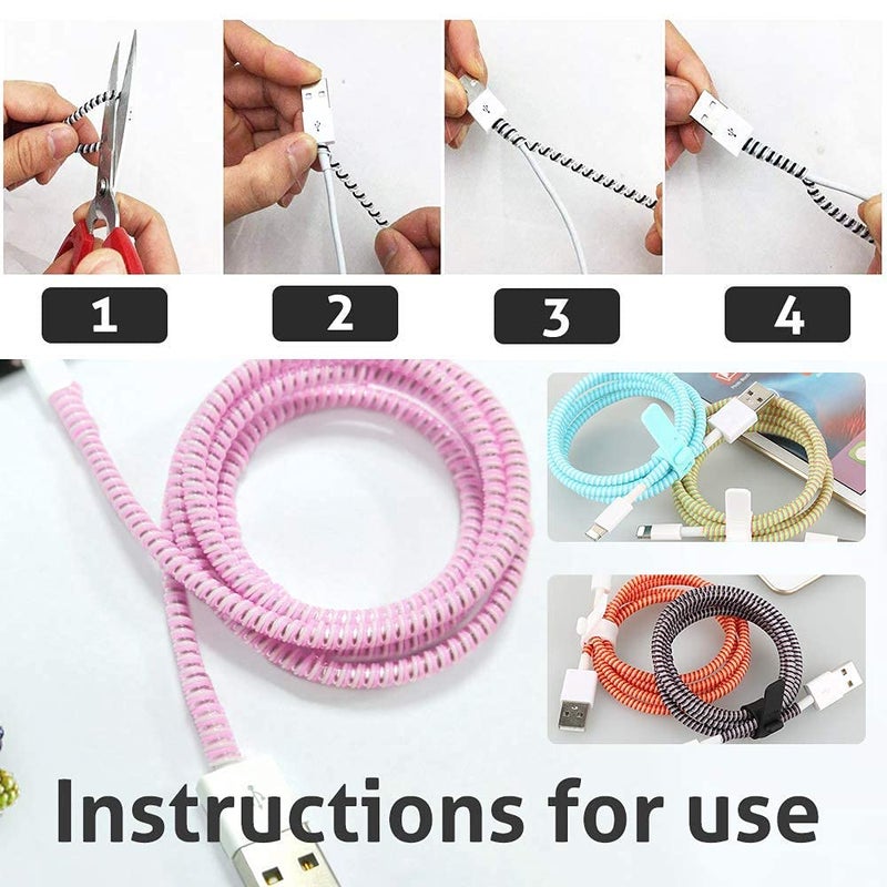 BeFall Ultimate Cable Protector | Spiral Triple Colour 1.5 Meter / 150 cm (3 Pieces) | Plastic Cord Wire Charger Winder for iPhone and Android Charging Cables (Pink3) - Image 2