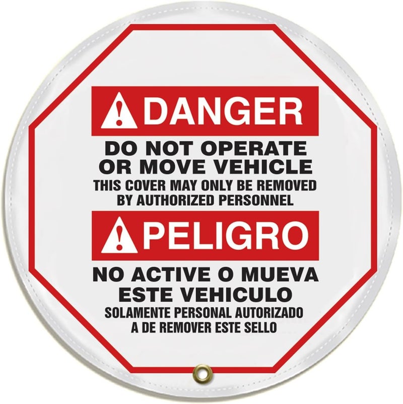 AccuformNMC Steering Wheel Cover for Lockout Tagout, Bilingual DANGER/PELIGRO, 16" Diameter